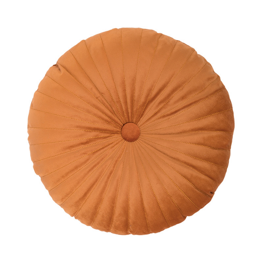 Coussin Rond en Velours, Décoration pour la Maison, Coussin Rond Plissé pour Canapé, Chaise, Lit, Voiture