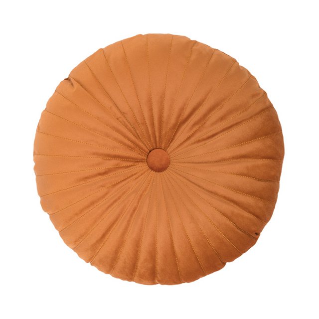 Coussin Rond en Velours, Décoration pour la Maison, Coussin Rond Plissé pour Canapé, Chaise, Lit, Voiture