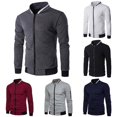 thumbnail image 3 of Liyamei Men's Fall/winter Stand-up Collar Solid Color Plaid Zipper Sweater Baseball Uniform Sports Suit, 3 of 5