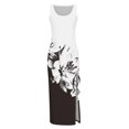 thumbnail image 4 of Robes d'Été pour les Femmes à la Mode Sans Manches Boho Cordon Côtelé Robe de Soleil Froissée Sexy Haute Fente Robe Maxi Bodycon, 4 of 5