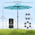 thumbnail image 3 of Outsunny Parasol de Marché Rond 10 Pieds x 8 Pieds, Parasol de Patio, Bleu Ciel, 3 of 10