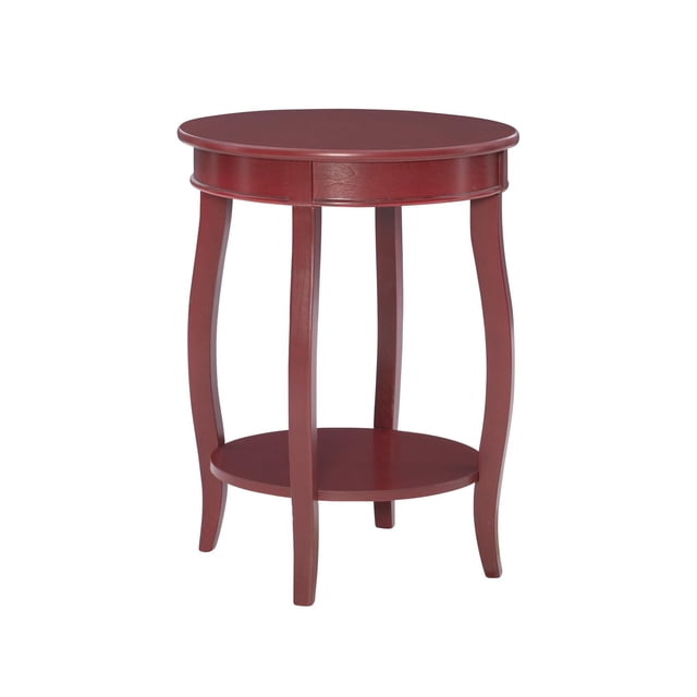 Barclay Table d'Appoint, Rouge, une Table d'Accent Ronde de 24 Pouces de Hauteur avec une Finition Peinte Rouge, Comprenant un cabriole Courbé, des Pieds Fuselés en Pin Massif et une Tablette Inférieure Ronde pour Rangement Ouvert, Convient comme Table de Chevet, Table d'Extrémité Ou Support pour Plante.