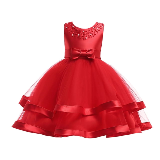 Robes Fille Robe Formelle Fille Robe Rouge Filles Filles Robe pour Occasions Spéciales Robes de Pâques pour Tout-Petites Mode Filles