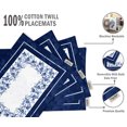 thumbnail image 4 of Vargottam Napperons - Napperon pour Table à Manger, Ensemble de 4 - Serviette en Coton Imprimée et Réversible - Napperons d'Intérieur pour Table de Salle à Manger à la Maison et en Cuisine - Aquarelle Florale Monochrome (Bleu Moyen), 4 of 5