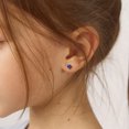thumbnail image 3 of CZ Heart Solitaire Simulated Sapphire Earrings Screw Back - Sterling Silver, 3 of 6