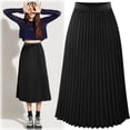 thumbnail image 2 of Womens Solid Pleated Elegant Midi Elastic Waist Maxi Skirt, 2 of 6