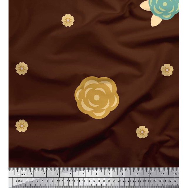 Soimoi Poly Georgette Fabric Artistic Flower Print Fabric by the Yard 42 Inch Wide