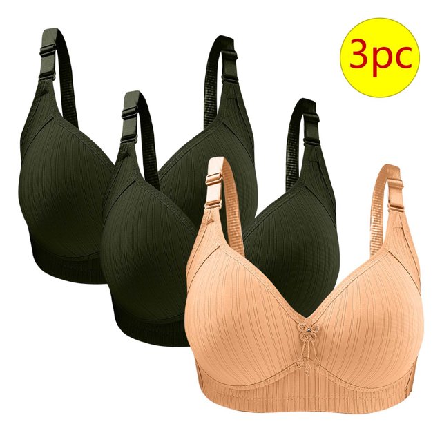 Bras for Women, 3PC Womans Large Size Solid Color Without Steel Ring Gathering Comfortable Bras Daily Bra