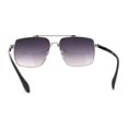 thumbnail image 2 of Mens Classic Airforce Crossbar Rectangle Metal Aviator Sunglasses Silver Smoke, 2 of 4