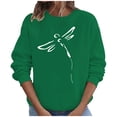 thumbnail image 1 of Penkiiy Blouses pour Femmes Hauts pour Femmes Automne Manches Longues Chandail Ample à Enfiler Chemise Décontractée Dames Imprimé Poitrine Chandails à Col Rond Vert Vêtements Y2K, 1 of 8