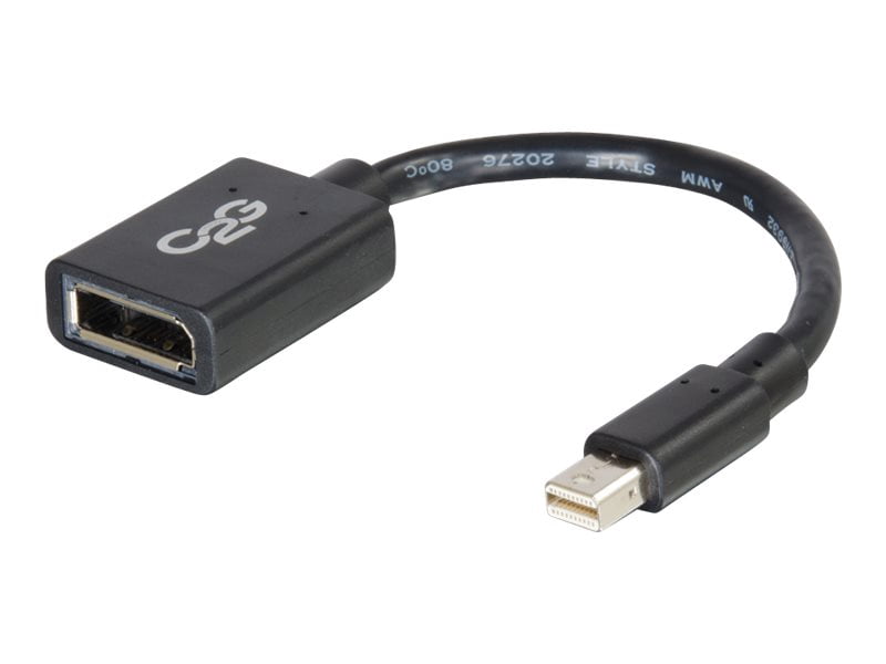 C2G 6in Mini DisplayPort to DisplayPort Adapter - Mini DP to DP Adapter - 4K 30Hz - Black - M/F - DisplayPort cable - Mini DisplayPort (M) to DisplayPort (F) - 6 in - black