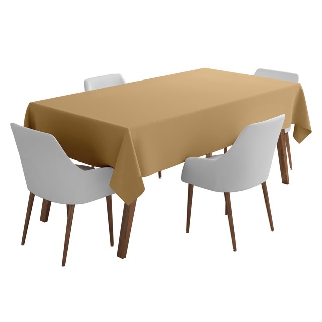 Vargottam Indoor/Outdoor Tablecloth 58 x 120" Inch Rectangular Tablecloth Waterproof Patio Table Cloths, Spring/Summer Table Covers for Backyard Circular Table/BBQs/Picnic - Beige