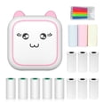 thumbnail image 1 of yeacher Pink C25 Mini Thermal Printer with 200dpi Resolution, Bluetooth/USB Connectivity, 800mAh Battery, Includes 6 Thermal Rolls, 5 Adhesive Rolls, 3 Color Rolls, and 5 Markers, 1 of 6