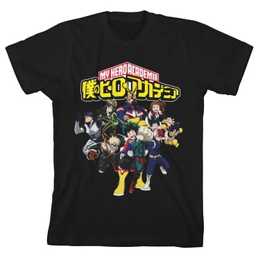 My Hero Academia Characters Youth Black Short Sleeve Crew Neck Tee-Small