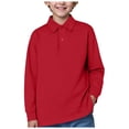 thumbnail image 1 of WUANDIXFA Chandails à Col Rond Unisexes pour Enfants et Tout-Petits Chemise Garçon T-Shirt à Manches Longues T-Shirt en Coton pour Enfants École Filles Chemise à Col à Revers Robe de Base Rouge, 16-17 Ans, 1 of 5