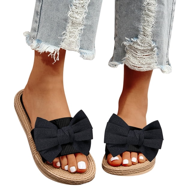 Kcodviy Women Flat Beach Slippers Low Wedge Sandals for Women Slip on Slippers Flat Womens Beach Sandals Open Toe Summer Casual Women Sandals Beach Slippers