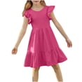 thumbnail image 1 of DecSea Robes d'Été à Volants Double Couche pour Filles Décontractées Unies Col Rond Robe de Plage, 1 of 9