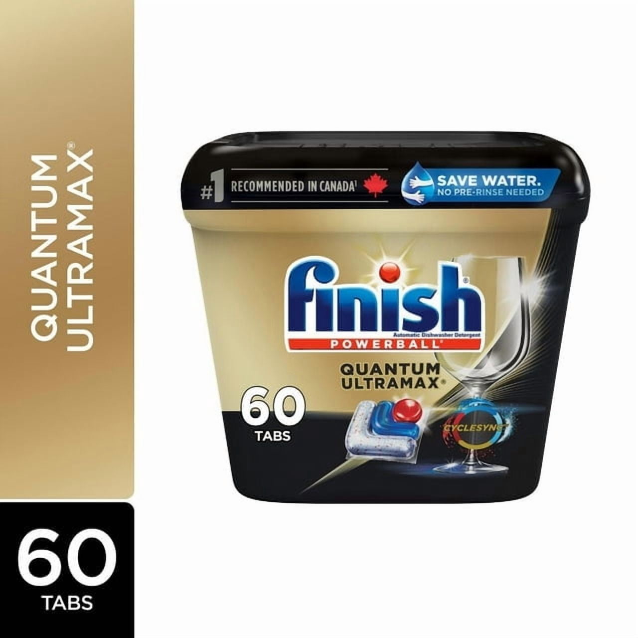 Finish Quantum Ultramax dishwasher Detergent Pods for Diamond Shine, Removes burnt-on stains & 24hr Dried on stains, No pre rinse needed, 60 Tabs, 60 count