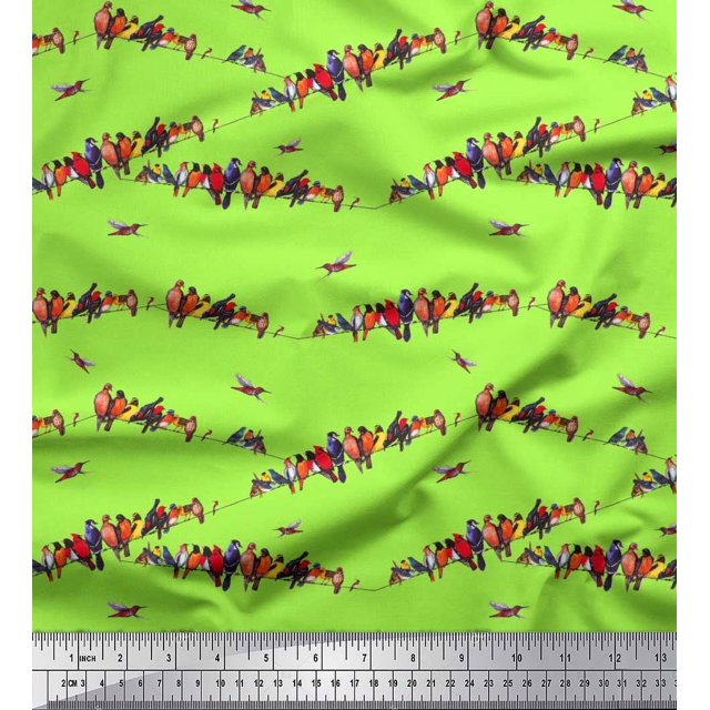 Soimoi Velvet Fabric Colorful Bird Printed Craft Fabric by the Yard 58 Inch Wide