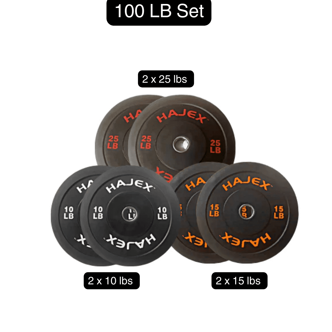 HAJEX Olympic Rubber Bumper Plates Set 2 inch - 100LB Set - ( 10LB