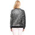 thumbnail image 2 of Fashion Womens Sequin Long Sleeve Front Zip Jacket with Ribbed Cuffs, 2 of 5