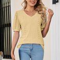 thumbnail image 3 of RKSTN Womens Tops 2024 Fashion Mesh Breathable Short Sleeve V-Neck Blouse Tops Comfortable Temperament Solid Color Tops, 3 of 4