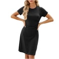 thumbnail image 5 of FAIWAD Robe d'Été pour Femme à Manches Courtes, Robe Plissée Ample, Mini-Robe Basique, T-Shirt Extensible, Robe Soleil, 5 of 5