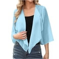 thumbnail image 4 of VEKDONE Cardigan à Capuche en Chiffon Décontracté pour Femmes Manches 3/4 Respirant Bleu TG, 4 of 9