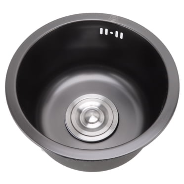 Stainless Steel Kitchen Sink, 11.73x10.04x6.50inch Round Kitchen Sink Mini Black Bar Sink Small Sinks Black Undermount Sink Kitchen Sink with Drain Assembly and Pipe Fittings