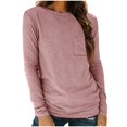 thumbnail image 1 of Timegard Long Sleeve Tops for Women Round Neck Causal Tunic T Shirts Comfy Solid Color Basic Tops, 1 of 8