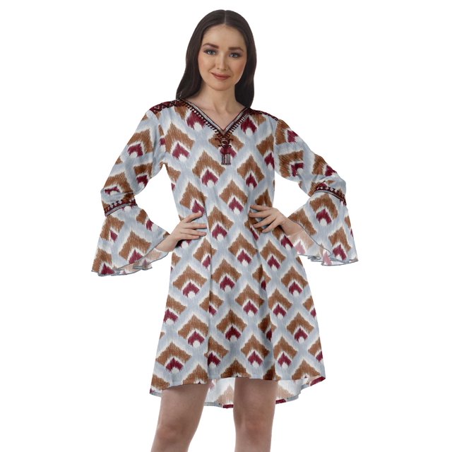 Moomaya Robes de Plage Imprimées Femmes Robe Aguichant Robes Mini Brodées pour Femmes