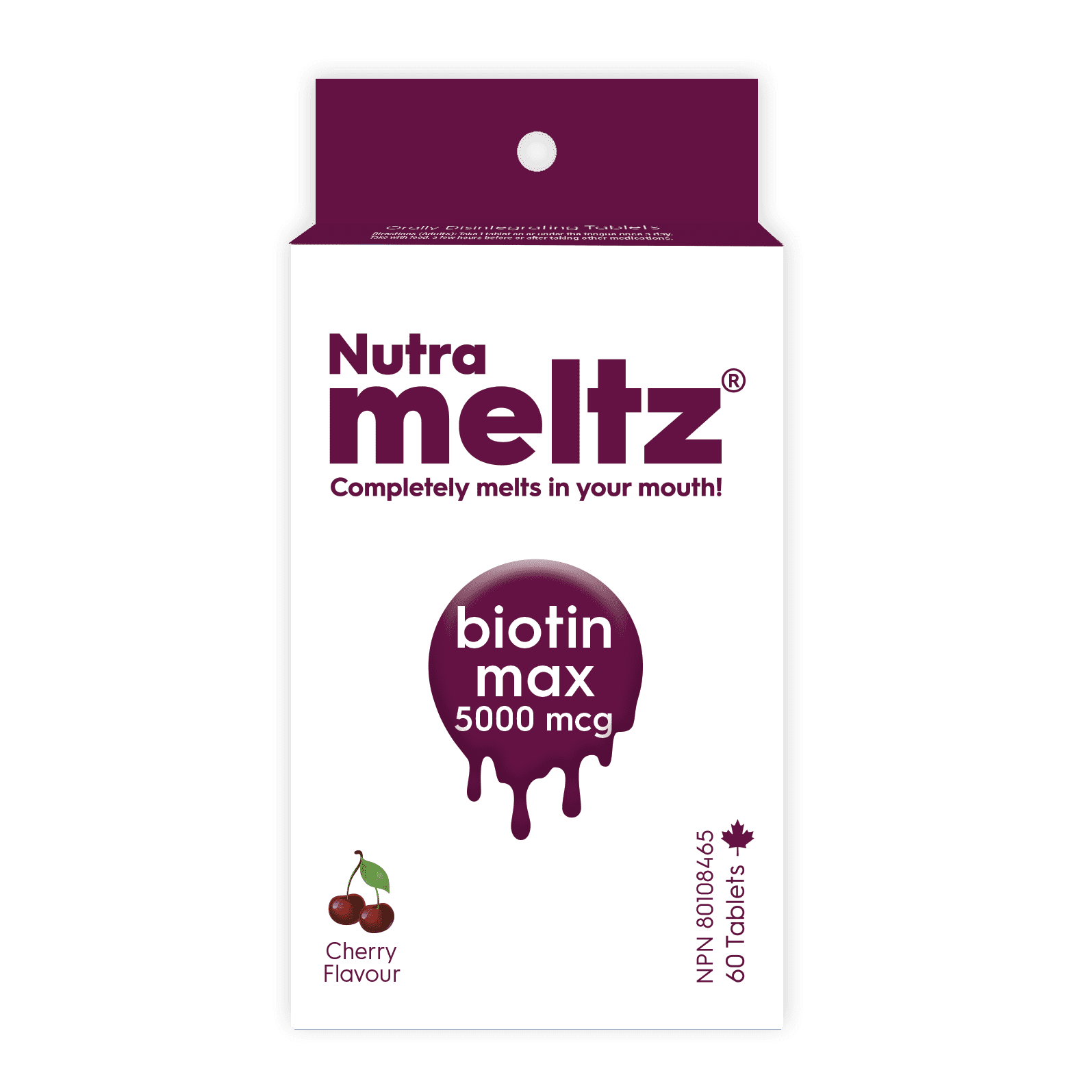 Nutrameltz Biotin Max 5000 mcg -Cherry Flavour, Fast Dissolving Tablet - 60 Tabs