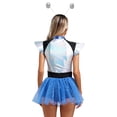 thumbnail image 2 of iiniim 2 Pcs Costume d'Alien pour Femme Costume de Combattante Spatiale à Paillettes Justaucorps d'Astronaute Robe Tutu Tenue d'Alien Bleu TG, 2 of 5