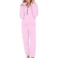 thumbnail image 1 of Timegard 2pc Sweatsuits for Women Outfits Half Zipper V Neck Long Sleeve Sweatshirt Cinch Bottom Sweatpants Workout Sets, 1 of 5