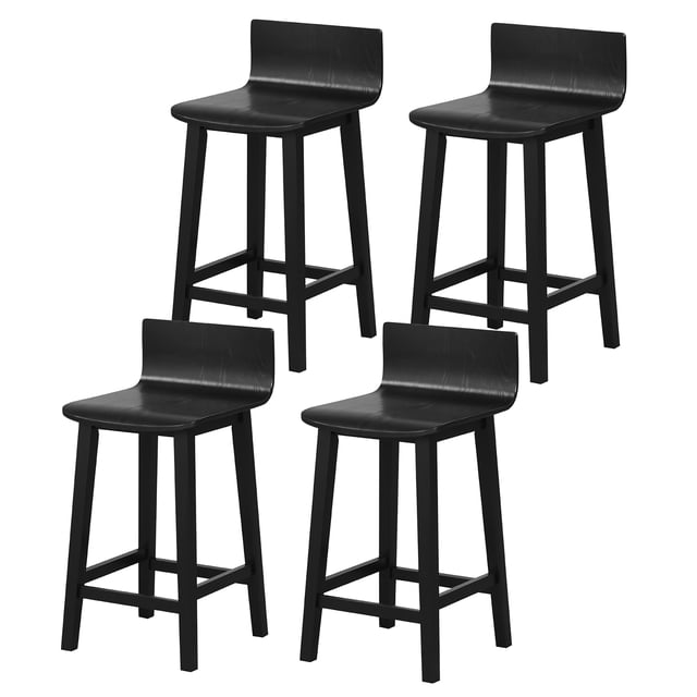 Gymax 4PCS kitchen bar stools counter height bar stools mid century bar chairs Black