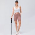 thumbnail image 4 of Women Yoga Shorts with Pockets Ribbed High Waist Push up, 4 of 8