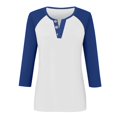 thumbnail image 4 of ManxiVoo Relaxed Fit Womens Top V Neck 3 4 Sleeve Button Front Shirt with Raglan Sleeves for Summer M Size Blue, 4 of 5