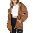 thumbnail image 1 of Faithtur Manteau Ample pour Femmes Couleur Unie Fermeture Éclair Ouvert devant Veste à Capuche, 1 of 7