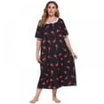 thumbnail image 1 of Chemise de Nuit Douillette à Manches Courtes pour Femmes, Encolure Carrée, Imprimée, Grande Taille, Robes de Maison pour Femmes TG-4TG, 1 of 5