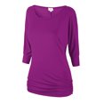 thumbnail image 1 of Matchstick Women's 3/4 Sleeve Basic Drape Top with Side Shirring, 1 of 4