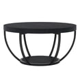 thumbnail image 4 of Fnova Coffee Table with 2 - Tier Storage, 32" Round Wood Coffee Table with Metal Legs, Modern Rustic Style Centre Table for Living Room, Dark Black, 4 of 16