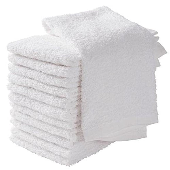 SOFT TEXTILES White Kitchen Towels - Pack of 12 Bar Mop Towels,16x19 Inches 100% Cotton White Towels for Kitchen and Bar Cleaning - Multi-Purpose Super Absorbent Rags for Home (White)