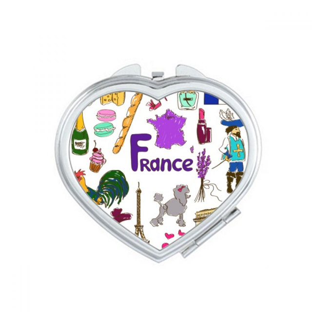 France Landscap Animals National Flag Mirror Travel Magnification Portable Handheld Pocket Makeup