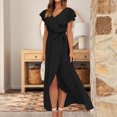 thumbnail image 1 of SMihono Robes d'Été Bohémiennes Femmes Grande Taille Mode Femmes Été Décontracté Col en V Bandage Manches Courtes Robe Imprimée Florale, 1 of 8
