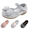 thumbnail image 4 of MEZZALL Sandales pour Filles Mode Printemps Été Fête Robe Danse Spectacle Chaussures de Princesse Perle Strass Nœud Bout Rond Talon Bas Confortables Respirantes Chaussures pour Tout-Petits, Rose, 2-2,5 Ans, 4 of 6