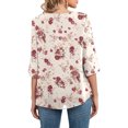thumbnail image 4 of Pompotops Manches 3/4 en Mousseline de Soie Imprimé O-Cou Casual Femmes, 4 of 7