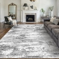 thumbnail image 4 of BERTHMEER 8'x10' Area Rugs for Living Room Bedroom Dining Room Office Farmhouse Kitchen Abstract Contemporary Distressed Modern Machine Neutral Washable Large Indoor Rugs Carpets, Gray, 4 of 6