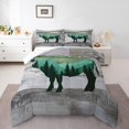 thumbnail image 1 of Hunting Ox King Size Comforter Set, Bull Cattle Rustic Animals Soft Bed Set For Kids Teens, Cow Safari Wooden Plank Breathable Down Comforter For Sofa, Trees Wildlife Theme Duvet Insert, 1 of 7