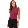 thumbnail image 1 of INSPIRE CHIC Blouses de Travail Sans Manches pour Femmes, Hauts CHIC à Volants Plissés, Rouge Foncé, TG, 1 of 5