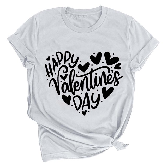 Pisexur Valentines Day T-shirt Top Femmes Imprimé Manches Courtes Haut Manches Courtes Col Rond Haut Chemise